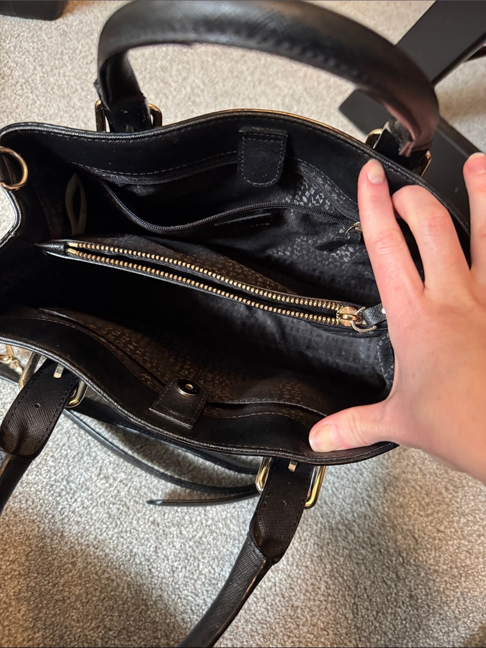 kate spade Black Saffiano Leather Top-Handle Satchel with Strap - Picture 2 of 8